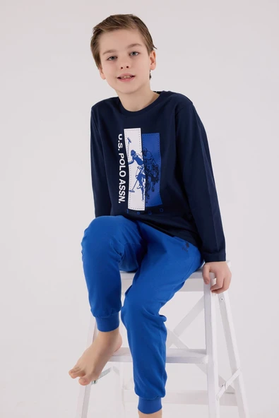 U.S. Polo Assn  Uzun Kol Pijama Takım US2206-4 Lacivert - Resim 2