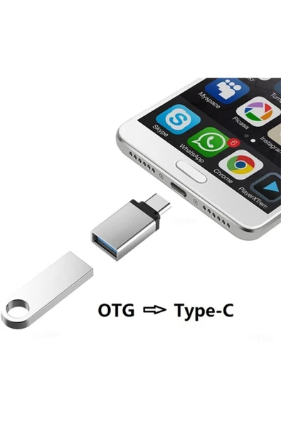 Usb Type-c Otg Çevirici Adaptör Metal Xiaomi - Samsung - Huawei - Macbook Dönüştürücü Gümüş - 5