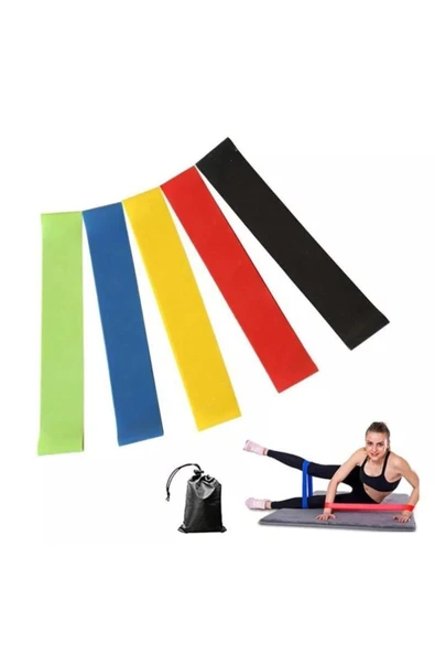 Pilates Direnç Lastiği Aerobik Yoga Gym Egzersiz Bandı Spor Seti Plates 5'li Bant Seti - 5
