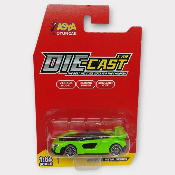 Metal Mini Arabalar 8 cm - Yeşil - 1 - 4