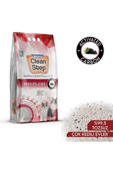 Clean Step Multi-Cat Çoklu Kediler için Aktif Karbonlu Topaklanan Doğal Kedi Kumu İnce 10 Lt - 1