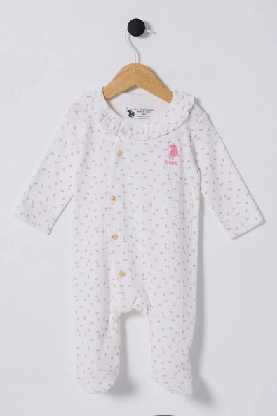 U.S Polo Bebek Tulum USB2435 Beyaz-Pembe ürün görseli