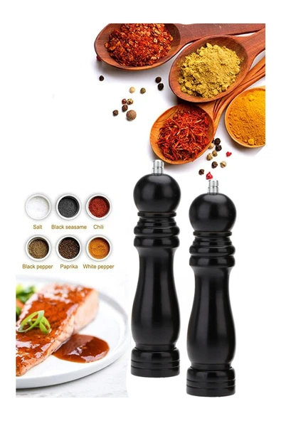 2li Set Bambu Tuz Karabiber Öğütücü Değirmeni Boy 16,5cm ürün görseli