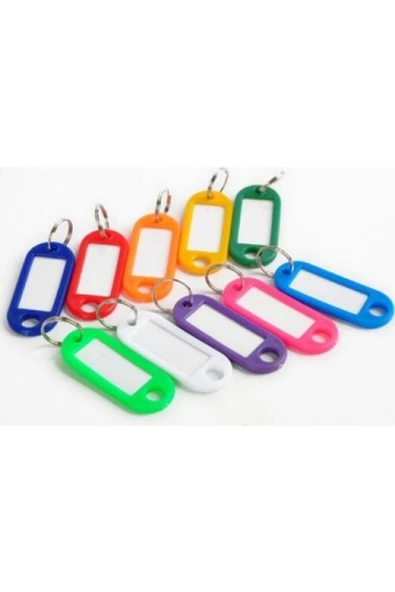 Plastik Ekonomik Renkli Anahtarlık Isim Yazmalı Etiketli - 10 Adet