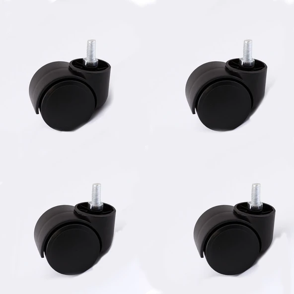 Koltuk Tekeri Dönerli M8 Civatalı 4'lü Set Siyah Dayanıklı Mobilya Sandalye Ofis Yedek Tekerlek ürün görseli