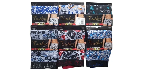 Tutku Erkek Elas EMP Spor Boxer 6'lı Kombin - 1