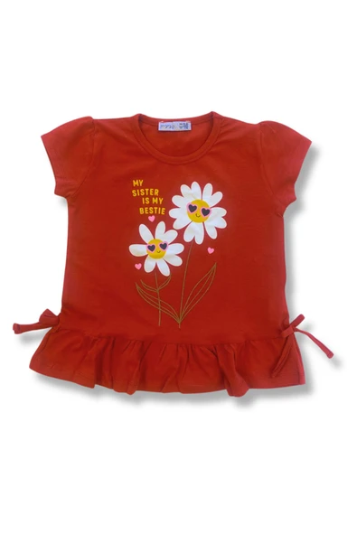 Cute My Sister İs My Bestie Baskılı Papatya T-Shirt ürün görseli