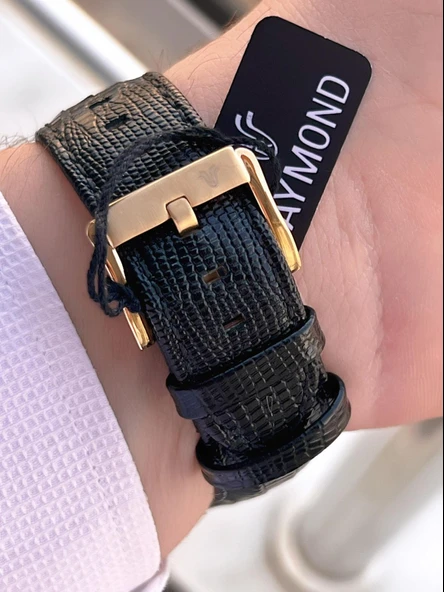 Raymond Nişan Ve Damatlara Özel Deri Kordon 2 Yıl Garantili 5 Atm Erkek Kol Saati+Bileklik RMD.42 - Resim 5