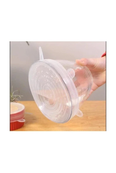 6'lı Streç Tencere Kapağı Tencere Bardak Tabak Bonesi Silikon Kapak - 3