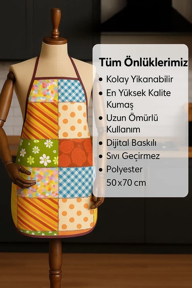 Dijital Baskılı Su Sıvı Geçirmez Leke Tutmaz Mutfak Önlüğü Hybrid Design - 3