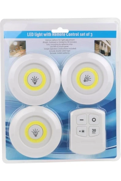 Uzaktan Kumandalı Led Lamba Seti 3 Adet Led Lamba