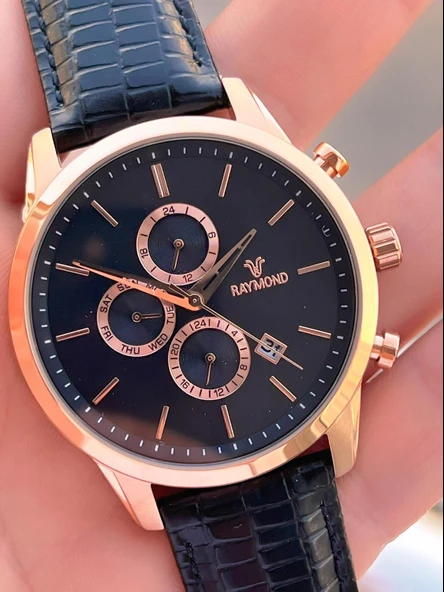 Raymond Nişan Ve Damatlara Özel Deri Kordon 2 Yıl Garantili 5 Atm Erkek Kol Saati+Bileklik RMD.41 - Resim 4