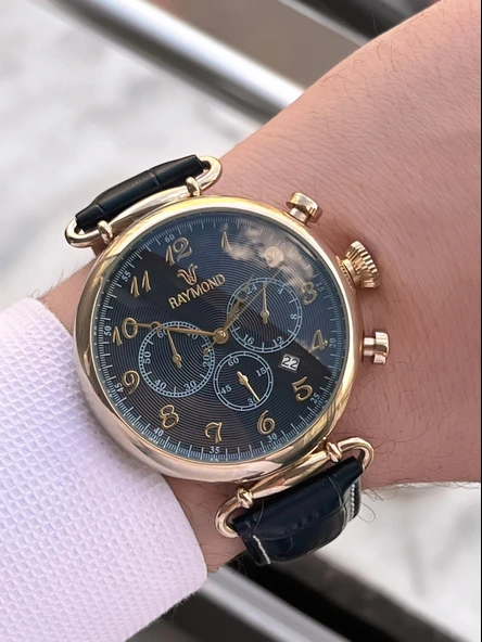 Raymond Nişan Ve Damatlara Özel Deri Kordon 2 Yıl Garantili 5 Atm Erkek Kol Saati+Bileklik RMD.39 - Resim 3