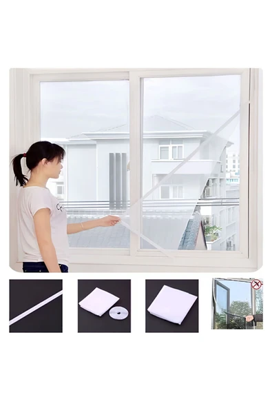 Pencere Sineklik Hazır Pencere Sinekliği Cırt Bantlı 130x150 Cm (2ADET) ürün görseli 1