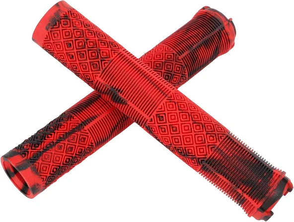 KENZE MTB Elcik Silikonlu Çift Renk Kaymaz Yapı 170 mm Bisiklet Elciği Kolay Kavrama Kırmızı - Resim 2