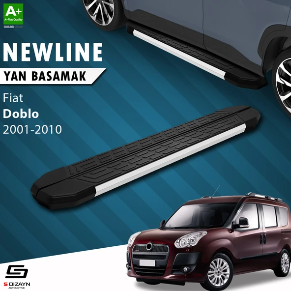 S-Dizayn Fiat Doblo Uzun Şase NewLine Aluminyum Yan Basamak 223 Cm 2001-2010 A+ Kalite - 1