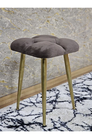 Kare Gold Kaplama Konik Ayaklı Tabure - Oturak - Bar Taburesi - Ayaklı Tabure Kahverengi Renk 33 x 48 Boyut/Ebat ürün görseli