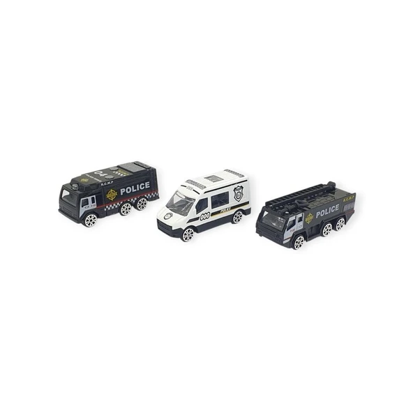 3'lü İş Makinaları Road Seti - Die Cast - DS044 - Polis