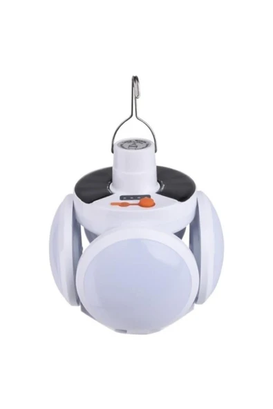 Yuvarlak Solar Led Kamp Lambası – Işıldak – Usb’den / Gün Işığında Şarj- 5 Kanatlı – 90° - 3