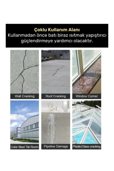 Çok Amaçlı Su Geçirmez Sızdırmaz Izolasyon Gri Tamir Bandı 48 Mm 10 Mt 1 Adet Güçlü Yalıtım Bant Tam - 3