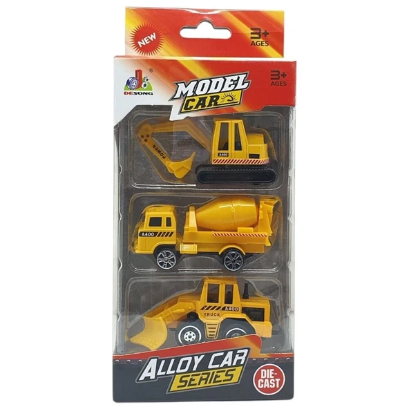 3'lü İş Makinaları Road Seti - Die Cast - DS044 - İnşaat - 4
