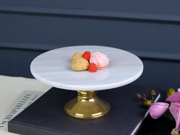 WHITE MARBLE AYAKLI PASTA STANDI 25X25X12 CM - 3