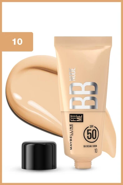 Maybelline New York Fit Me Nude Cilt Bakımı Etkili Nemlendirici SPF50 BB Krem - 10 - 2