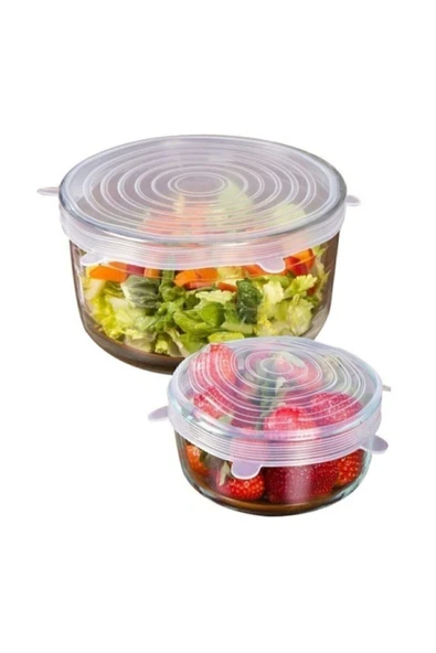 6'lı Streç Tencere Kapağı Tencere Bardak Tabak Bonesi Silikon Kapak