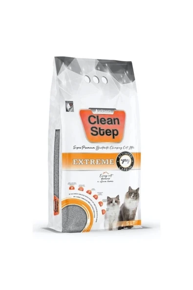 Clean Step Aktif Karbonlu Kokusuz Ince Taneli Topaklanan Bentonit Kedi Kumu 5 Lt - 1