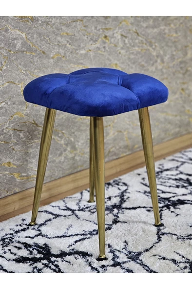 Kare Gold Kaplama Konik Ayaklı Tabure - Oturak - Bar Taburesi - Ayaklı Tabure Mavi Renk 33 x 48 Boyut/Ebat ürün görseli 1