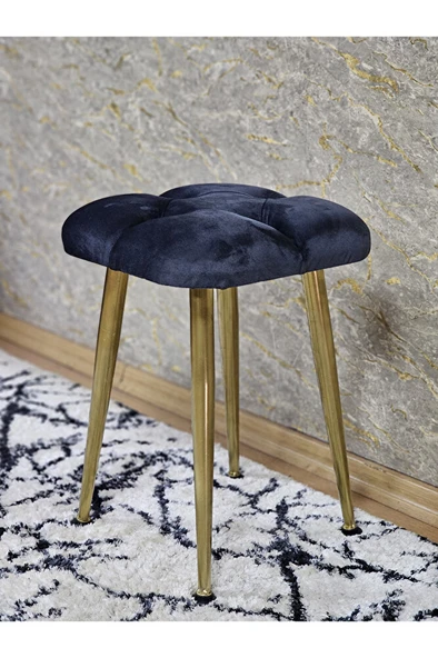 Kare Gold Kaplama Konik Ayaklı Tabure - Oturak - Bar Taburesi - Ayaklı Tabure Füme Renk 33 x 48 Boyut/Ebat - Resim 4