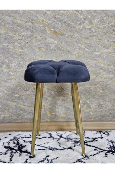 Kare Gold Kaplama Konik Ayaklı Tabure - Oturak - Bar Taburesi - Ayaklı Tabure Füme Renk 33 x 48 Boyut/Ebat - Resim 2