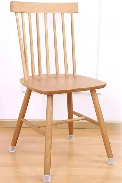 12 Adet Beyaz Silikon Masa Sandalye Koruyucu Kaydırmaz Zemin Ayak Altı Pabuç - Resim 3