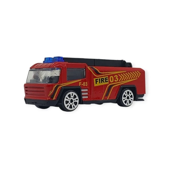3'lü İş Makinaları Road Seti - Die Cast - DS044 - İtfaiye - 3
