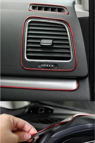 Kırmızı Trim Fitilli Yeni Nesil Araç Içi Şerit Mat Balık Sırtı A Kalite - Resim 3