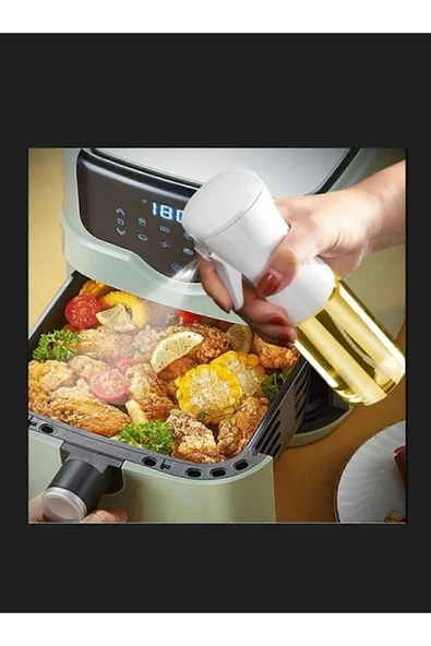 Sprey Yağdanlık Airfryer Için Yağdanlık Püskürtmeli Beyaz Sprey Cam Şişe - 2