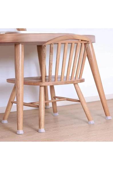 12 Adet Beyaz Silikon Masa Sandalye Koruyucu Kaydırmaz Zemin Ayak Altı Pabuç - Resim 5