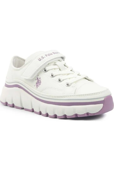 U.S. Polo Assn. KENTA JR 5PR 102027890 Kız Çocuk Sneaker Ayakkabı Beyaz Lila 31-35 - 2