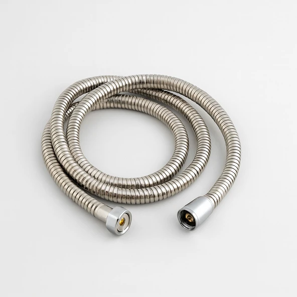 River Mafsallı Duş Seti 3 Parça Krom Gümüş El Duşu Hortumu ve Tutacağıyla Lüks Banyo Takımı - Resim 5