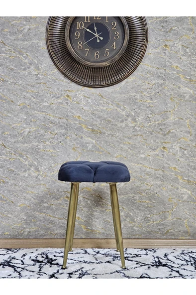 Kare Gold Kaplama Konik Ayaklı Tabure - Oturak - Bar Taburesi - Ayaklı Tabure Füme Renk 33 x 48 Boyut/Ebat - Resim 3