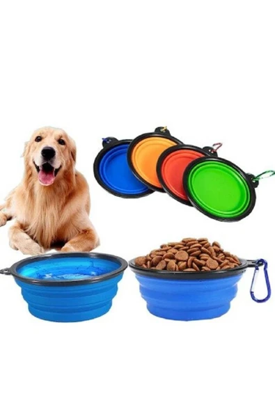 Katlanır Kedi / Köpek Mama Ve Su Kabı Renkli Kolay Taşıma
