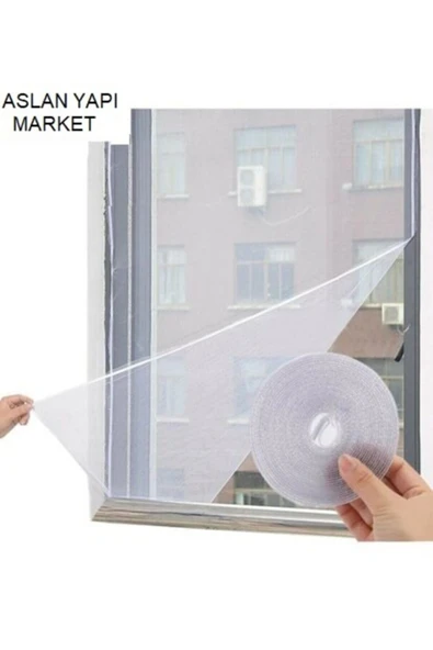 Pratik Sineklik Teli 100*150 Cm Tak Çıkar Hazır Pencere Sinekliği 4 Mt Bant Hediye