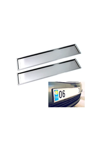 Paslanmaz Krom Metal Plakalık 52.7cm X 11.5cm 2 Adet Plaka Sacı - Resim 2
