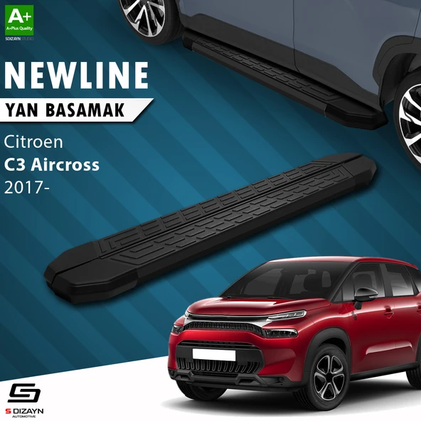 S-Dizayn Citroen C3 Aircross NewLine Siyah Yan Basamak 183 Cm 2017 Üzeri A+ Kalite ürün görseli 1