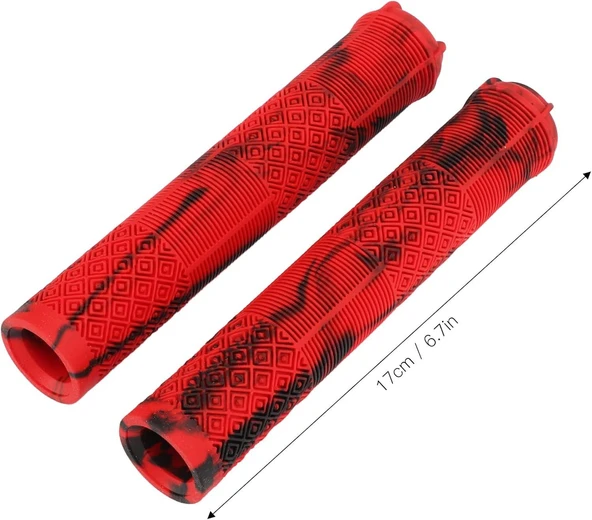 KENZE MTB Elcik Silikonlu Çift Renk Kaymaz Yapı 170 mm Bisiklet Elciği Kolay Kavrama Kırmızı - Resim 7