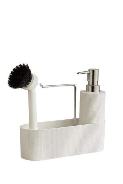 Beyaz Fırçalı Sabunluk - Mutfak,Lavabo Düzenleyici Seti,Organizer - 3