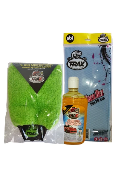 Araba Mikrofiber Yıkama Eldiven +cilalı Şampuan 500 Ml+ 50x70 Microfiber Süper Bez ürün görseli