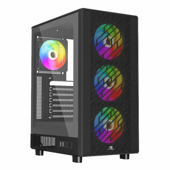 PowerBoost PB-A600B 600W 80+ USB 3.2 LED ATX Mid Tower Siyah Kasa ürün görseli 1