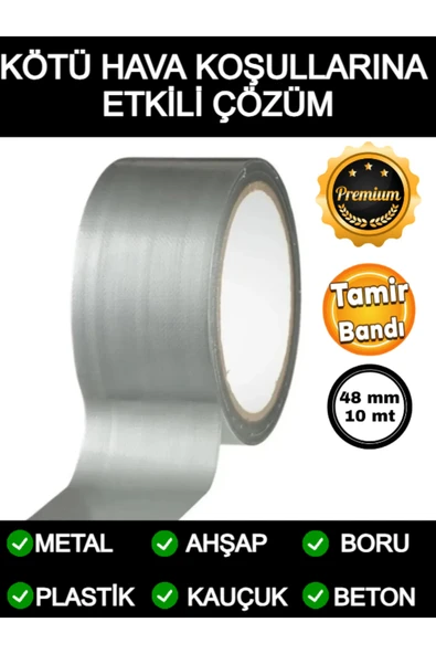 Çok Amaçlı Su Geçirmez Sızdırmaz Izolasyon Gri Tamir Bandı 48 Mm 10 Mt 1 Adet Güçlü Yalıtım Bant Tam
