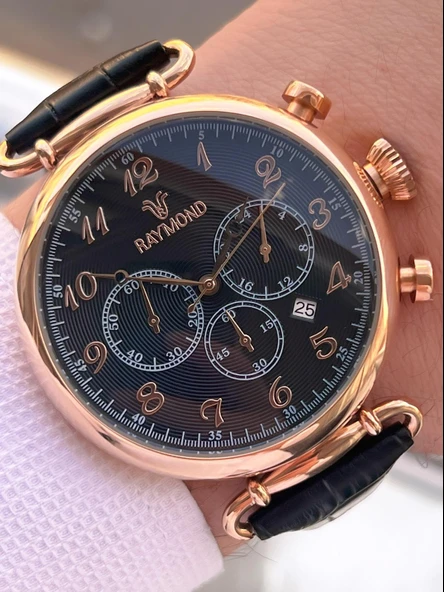 Raymond Nişan Ve Damatlara Özel Deri Kordon 2 Yıl Garantili 5 Atm Erkek Kol Saati+Bileklik RMD.40 - Resim 2